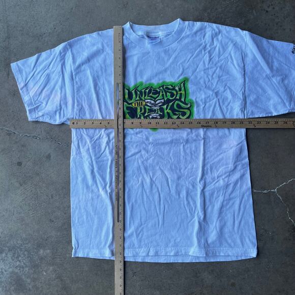 VINTAGE UNLEASH THE FREAKS 2002 SHIRT MOTOCROSS MUSIC FESTIVAL XL WHITE TEE - Picture 5 of 6